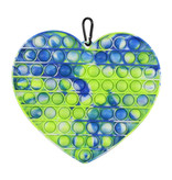Stuff Certified® XL Pop It - Extra Large Fidget Anti Stress Toy Bubble Toy Silicone Heart Blue-Green