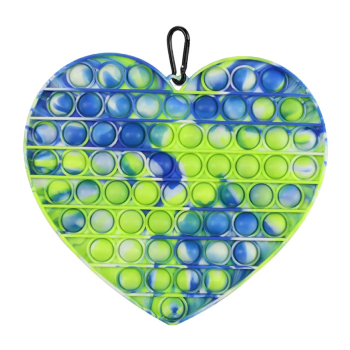 XL Pop It - 200mm Extra Large Fidget Anti Stress Toy Bubble Toy Silicone Heart Blue-Green