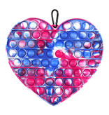 Stuff Certified® XL Pop It - Extra Large Fidget Anti Stress Toy Bubble Toy Silicone Heart Pink-Blue