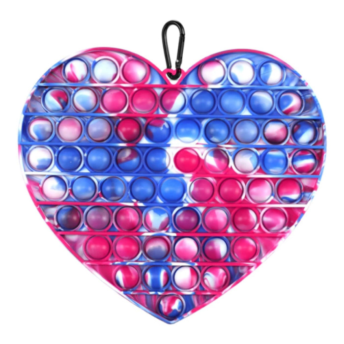 Stuff Certified® XL Pop It - 200 mm Extra grande Fidget Anti Stress Toy Bubble Toy Silicona Corazón Rosa-Azul