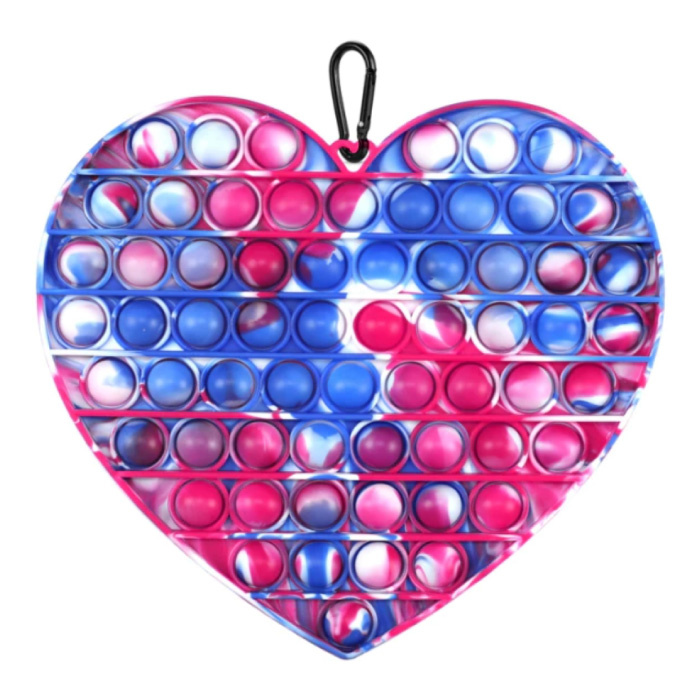 Stuff Certified® XL Pop It - 200mm Extra Large Fidget Anti Stress Toy Bubble Toy Silicone Heart Pink-Blue