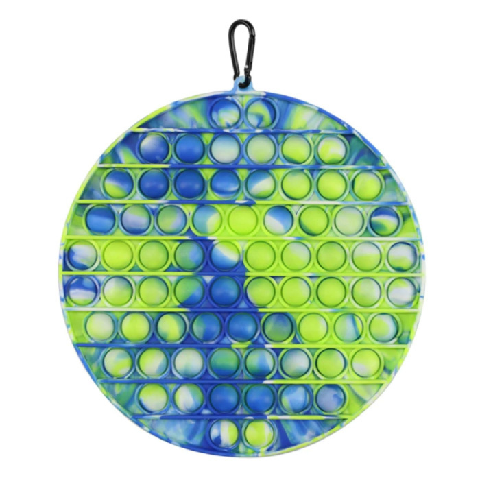 XL Pop It - 200 mm Extra Large Fidget Giocattolo antistress Bubble Toy Cerchio in silicone blu-verde