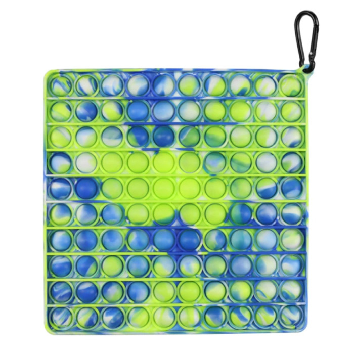 Stuff Certified® XL Pop It - 200 mm Extra grande Fidget Anti Stress Toy Bubble Toy Silicona Cuadrado Azul-Verde
