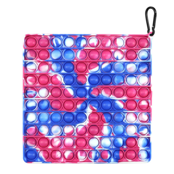 Stuff Certified® XL Pop It - 200mm Extra Large Fidget Anti Stress Toy Bubble Toy Silicone Square Red-Blue-White