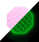 Stuff Certified® Lichtgevende Pop It - Glow in the Dark Fidget Anti Stress Speelgoed Bubble Toy Siliconen Octagon Roze