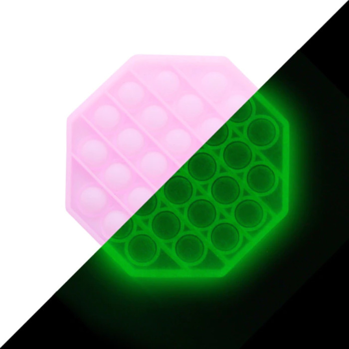 Lichtgevende Pop It - Glow in the Dark Fidget Anti Stress Speelgoed Bubble Toy Siliconen Octagon Roze