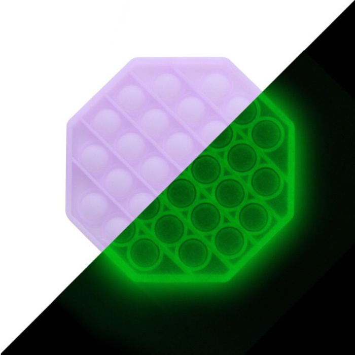 Lichtgevende Pop It - Glow in the Dark Fidget Anti Stress Speelgoed Bubble Toy Siliconen Octagon Paars