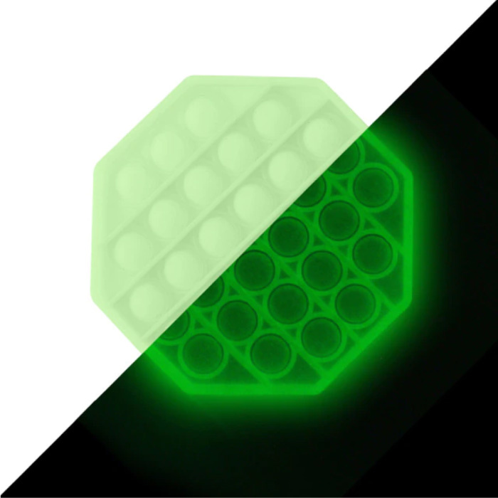 Luminous Pop It - Im Dunkeln leuchten Zappeln Anti-Stress-Spielzeug Blasenspielzeug Silikon Achteck Grün