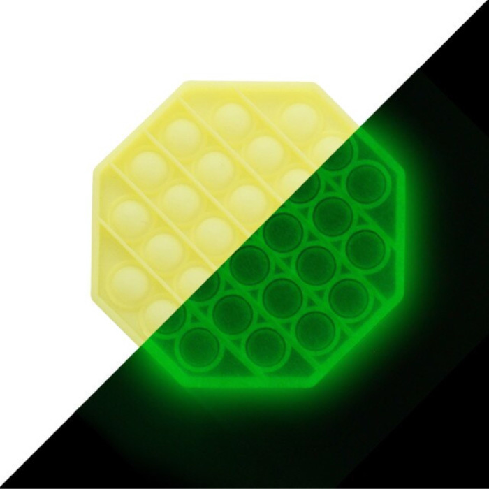 Luminoso Pop It - Glow in the Dark Fidget Anti Stress Toy Bubble Toy Silicone Octagon Yellow