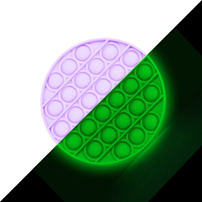 Lichtgevende Pop It - Glow in the Dark Fidget Anti Stress Speelgoed Bubble Toy Siliconen Rondje Paars