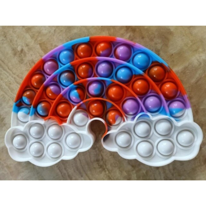 Pop It - Zappeln Anti Stress Spielzeug Bubble Toy Silikon Regenbogen Rot-Lila-Blau