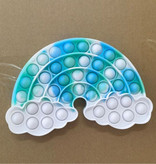 Stuff Certified® Pop It - Fidget Anti Stress Speelgoed Bubble Toy Siliconen Regenboog Blauw-Wit