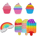 Stuff Certified® Pop It - Fidget Anti Stress Toy Bubble Toy Silicone Rainbow Pink-Purple-Blue