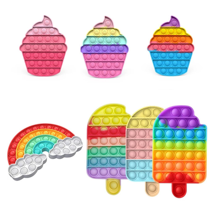 Pop It - Fidget Anti Stress Toy Bubble Toy Silicone Ice Cream Rainbow