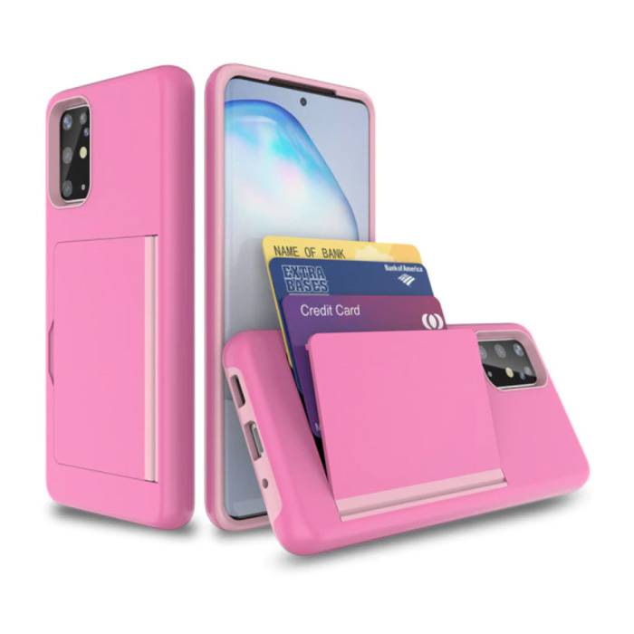 Samsung Galaxy Note 10 - Brieftasche Kartensteckplatz Abdeckung Fall Fall Business Pink