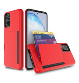 VRSDES Samsung Galaxy S20 Plus - Wallet Card Slot Cover Case Case Business Red
