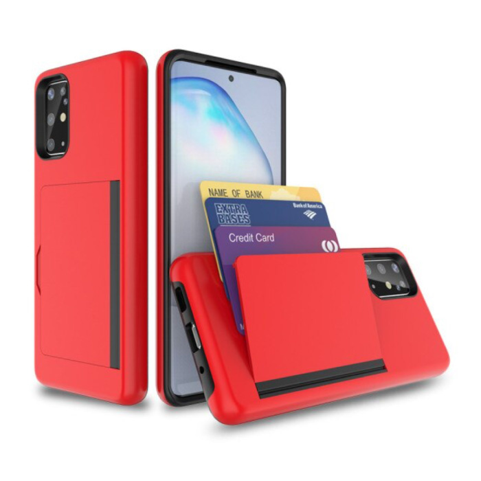 Samsung Galaxy A20 - Wallet Card Slot Cover Case Case Business Red