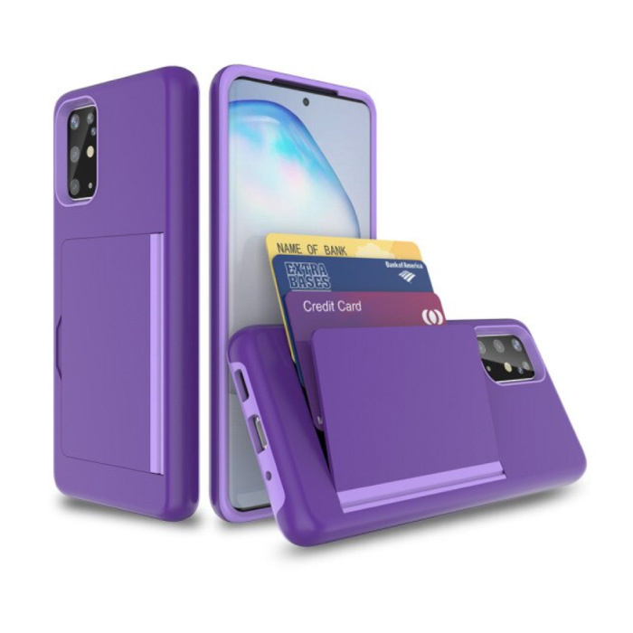 Samsung Galaxy A30 - Etui Pokrowiec na Karty Portfela Biznes Fioletowy