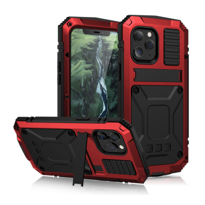 iPhone 12 Pro Max 360 ° Full Body Case Case + Screen Protector - Shockproof Cover Red