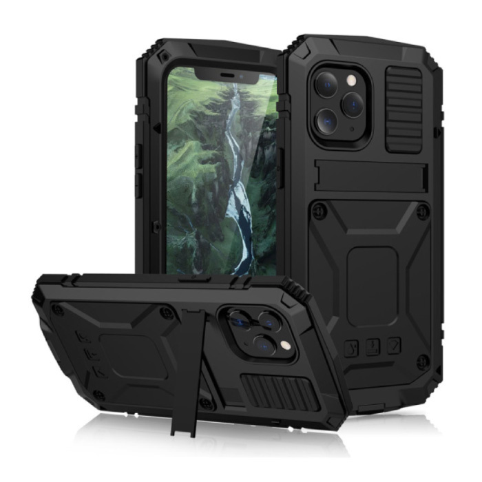 iPhone 12 Pro 360°  Full Body Case Hoesje + Screenprotector - Shockproof Cover Zwart