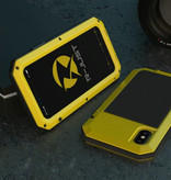 R-JUST Custodia da serbatoio per iPhone 12 Mini 360 ° + protezione per lo schermo - Cover antiurto gialla