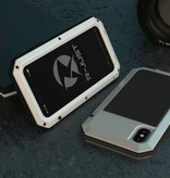 R-JUST Custodia da serbatoio per iPhone 12 Pro 360 ° + protezione per lo schermo - Cover antiurto bianca