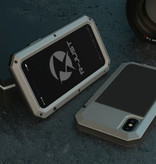 R-JUST Custodia da serbatoio per iPhone 11 Pro Max 360 ° + protezione per lo schermo - Cover antiurto argento