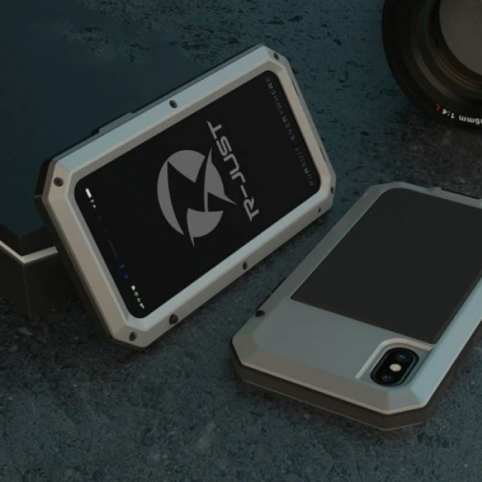 R-JUST Coque iPhone 8 Plus 360 ° Full Body Case + Protecteur d'écran - Coque antichoc Argent