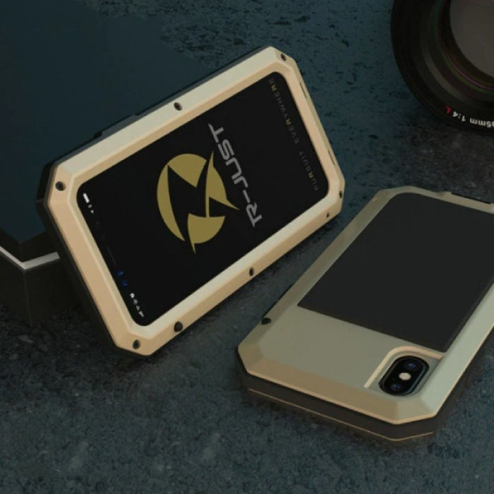 Custodia da serbatoio per iPhone 11 Pro Max 360 ° + protezione per lo schermo - Cover antiurto color oro