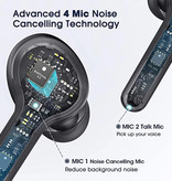 CUagain Auricolari wireless R22 - Auricolari touch control Auricolari TWS Bluetooth 5.0 Auricolari Auricolari neri