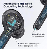CUagain Bezprzewodowe słuchawki R22 - słuchawki dotykowe TWS Słuchawki Bluetooth 5.1 Słuchawki douszne Białe