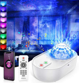 ZINUO Sterren Projector met Afstandsbediening - Bluetooth Sterrenhemel Muziek Sfeerlamp Tafellamp Wit