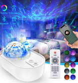 ZINUO Sterren Projector met Afstandsbediening - Bluetooth Sterrenhemel Muziek Sfeerlamp Tafellamp Wit