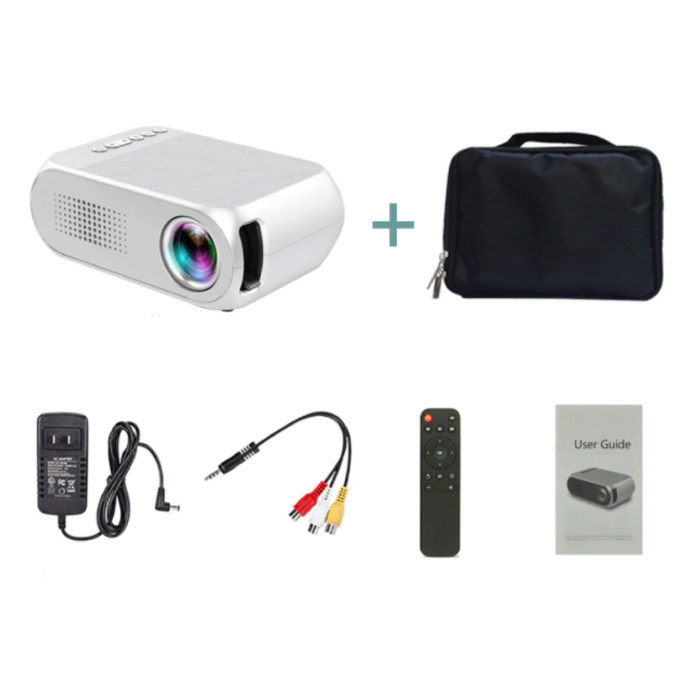 YG320 Mini projektor LED z torbą do przechowywania - Screen Beamer Home Media Player, biały