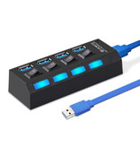 EASYIDEA Hub USB 3.0 con 4 porte - Splitter per trasferimento dati da 5 Gbps con interruttore On / Off