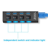 EASYIDEA Hub USB 3.0 con 4 porte - Splitter per trasferimento dati da 5 Gbps con interruttore On / Off