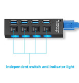 EASYIDEA Koncentrator USB 3.0 z 4 portami - przełącznik włączania / wyłączania rozdzielacza transferu danych 5 Gb / s
