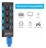 EASYIDEA Hub USB 3.0 avec 4 ports - Commutateur marche / arrêt du répartiteur de transfert de données 5 Gbps