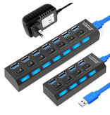 EASYIDEA USB 3.0 Hub mit 7 Anschlüssen - Ein / Aus-Schalter für 5-Gbit / s-Datenübertragungsteiler