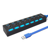 EASYIDEA Hub USB 3.0 avec 7 ports - Commutateur marche / arrêt du répartiteur de transfert de données 5 Gbps