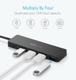 ANKER USB 3.0 Hub met 4 Poorten - 5Gbps Data Overdracht Splitter