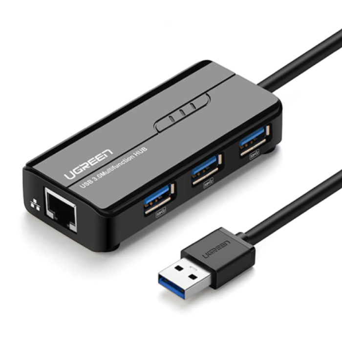 Hub USB 3.0 con 3 puertos y puerto Ethernet - Divisor de transferencia de datos de 1000Mbps