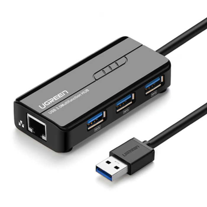 USB 3.0 Hub met 3 Poorten en Ethernet Poort - 1000Mbps Data Overdracht Splitter