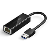 UGREEN Adaptador de puerto USB a Ethernet - Convertidor de transferencia de datos de 1000Mbps ABS de alta calidad Negro