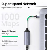 UGREEN Adaptador de puerto USB a Ethernet - Convertidor de transferencia de datos de 1000 Mbps Aluminio Plata