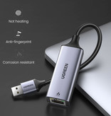 UGREEN Adaptador de puerto USB a Ethernet - Convertidor de transferencia de datos de 1000 Mbps Aluminio Plata