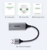 UGREEN USB naar Ethernet Poort Adapter - 1000Mbps Data Overdracht Converter Aluminium Zilver