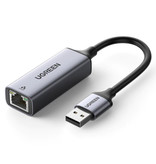 UGREEN Adaptador de puerto USB a Ethernet - Convertidor de transferencia de datos de 1000 Mbps Aluminio Plata