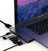 Mosible Concentrador USB-C 7 en 1 para Macbook Pro / Air - USB 3.0 / Tipo C / Micro-SD / SD - Divisor de transferencia de datos del concentrador Gris