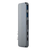 Mosible 7 in 1 USB-C Hub for Macbook Pro / Air - USB 3.0 / Type C / Micro-SD / SD - Hub Data Transfer Splitter Silver
